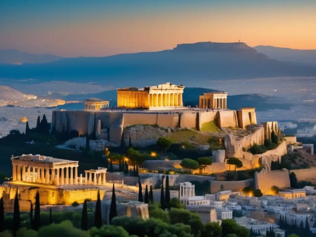 Reinterpretación mitología griega en cine: Acropolis de Atenas al atardecer