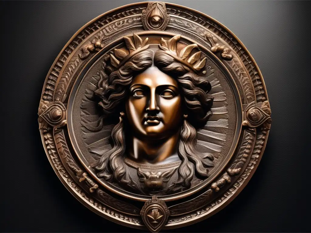 Escudo mitológico de Aquiles con Medusa y constelaciones - Mitología griega