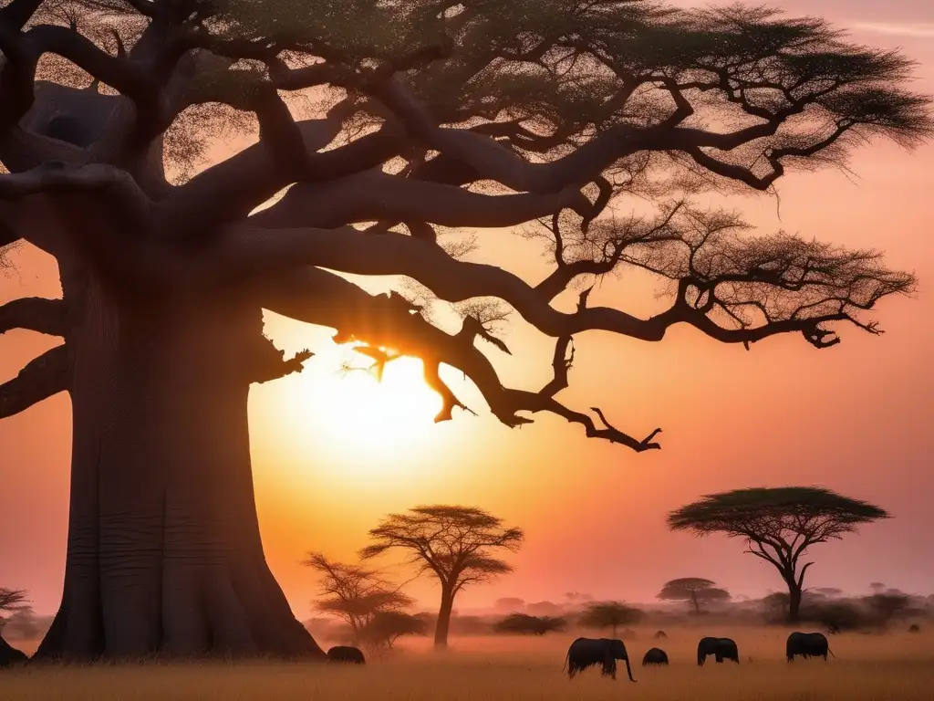 Espíritus de la Naturaleza en la creación africana al amanecer