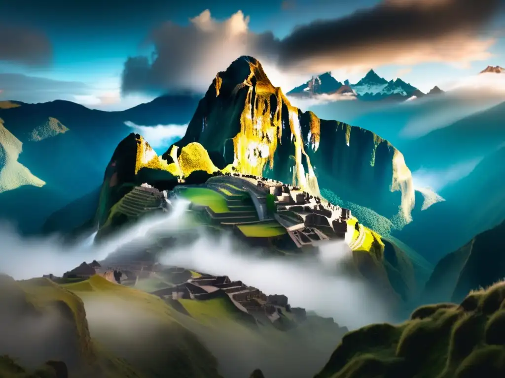 Místico paisaje andino con El Supay Criaturas mitológicas Andinas: El Supay en el inframundo