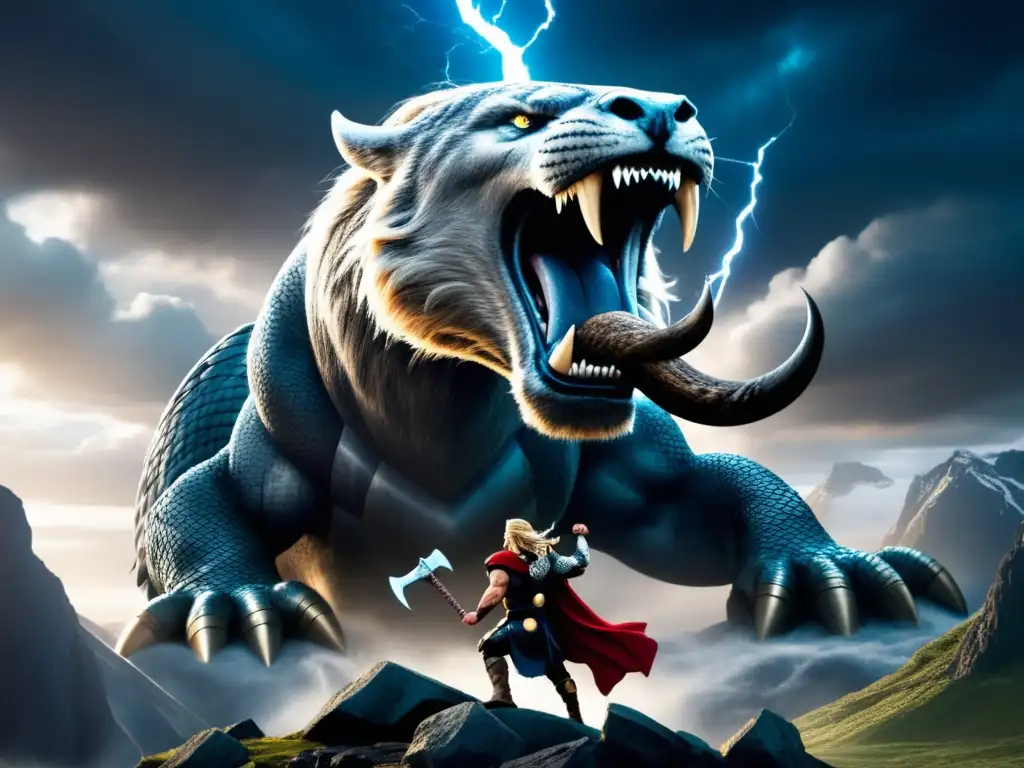 Un épico enfrentamiento entre Thor y Jörmungandr, el temible dragón de la mitología nórdica