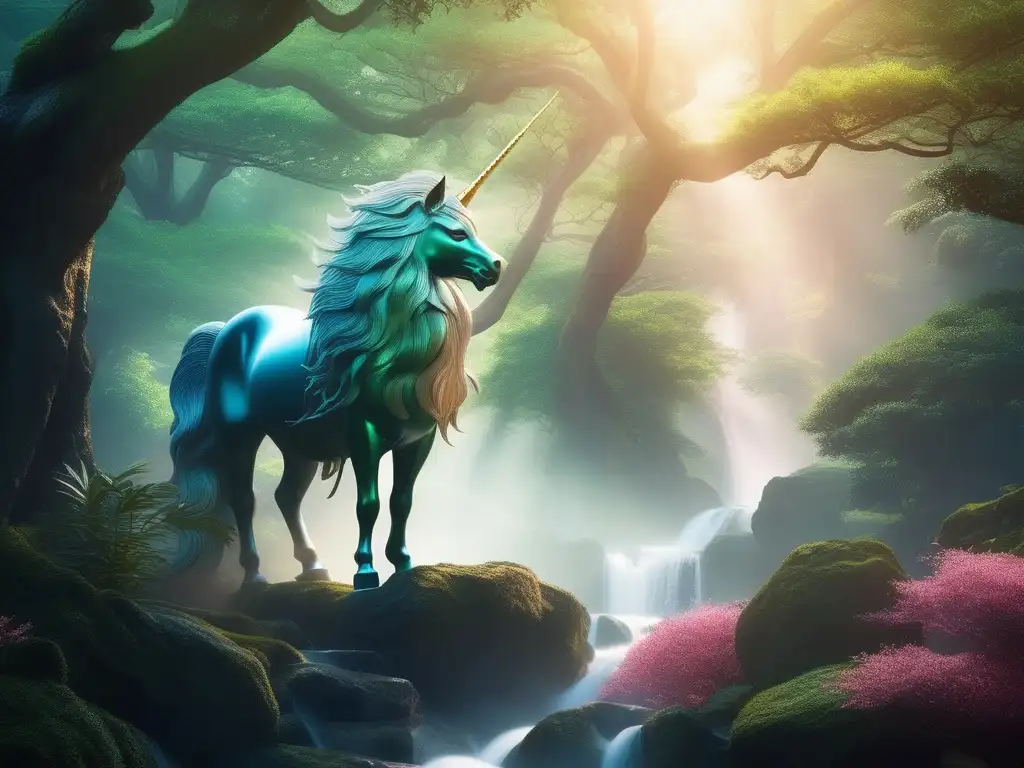 Qilin, unicornio oriental en bosque chino: misterio y serenidad