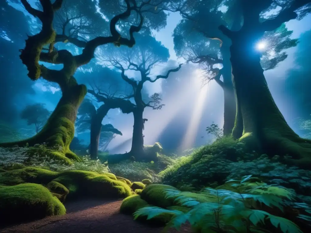 Trolls nórdicos protegiendo la naturaleza en bosque encantado con animales -