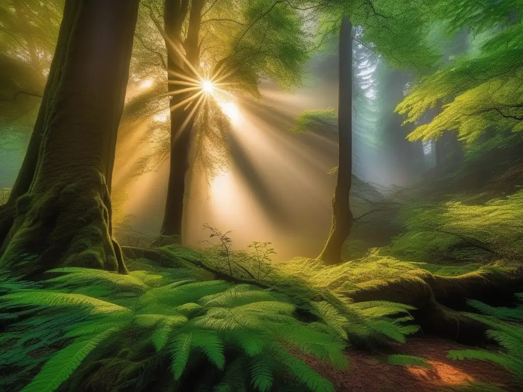 Enseñanzas de Criaturas Guardianas en bosque mágico con luz dorada