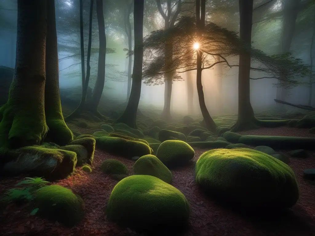 Bosque encantado con rituales de protección contra criaturas legendarias