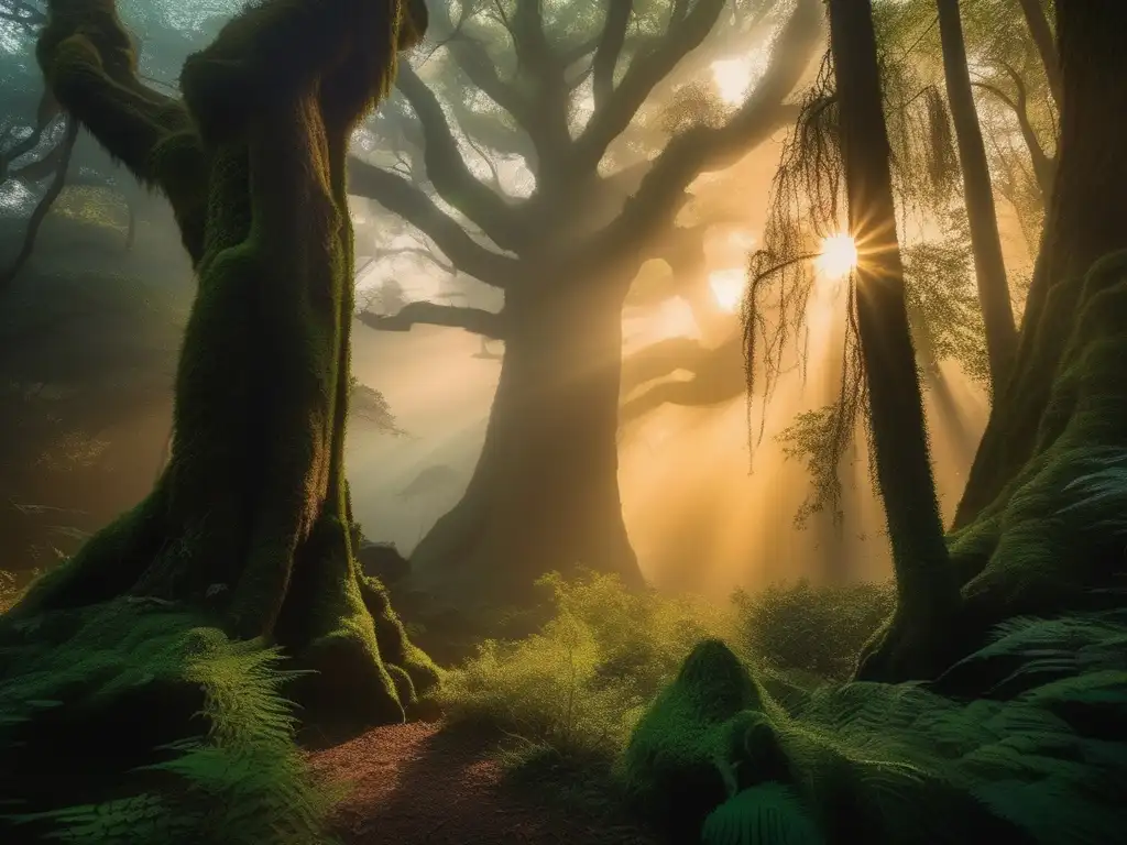 Criaturas míticas japonesas cambiaformas en bosque encantado