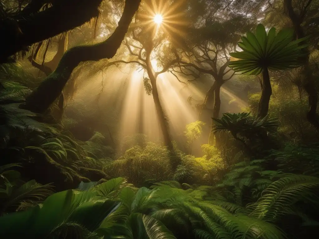 Rituales de fertilidad con criaturas míticas en un bosque mágico