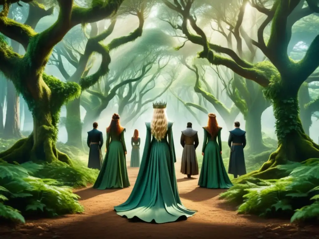 Criaturas místicas Game of Thrones en bosque encantado con simbolismo de guardianes y naturaleza