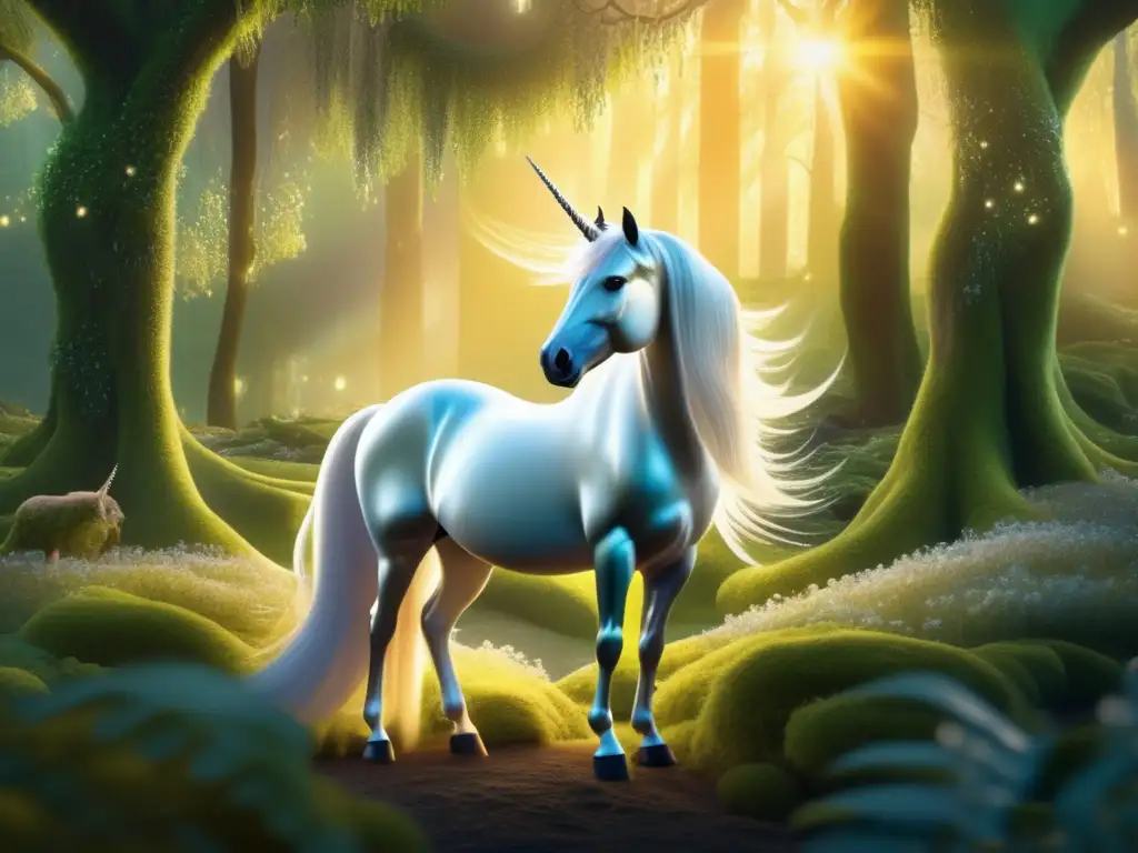 Bosque místico con unicornio: Ritos de la Tierra y Criaturas Míticas