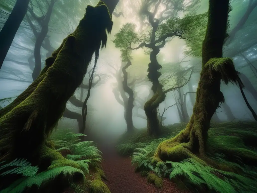 Bosque misterioso con Yōkai, naturaleza y magia