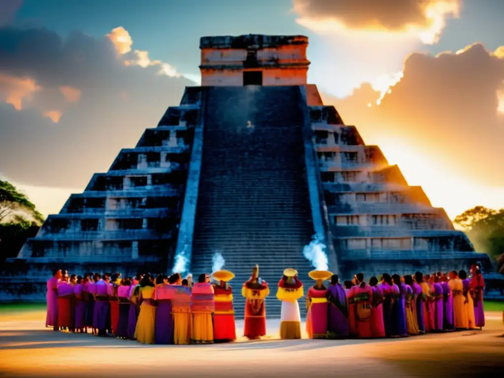 Ceremonia maya en Chichen Itza: Tradiciones y rituales mitológicos en vibrante imagen