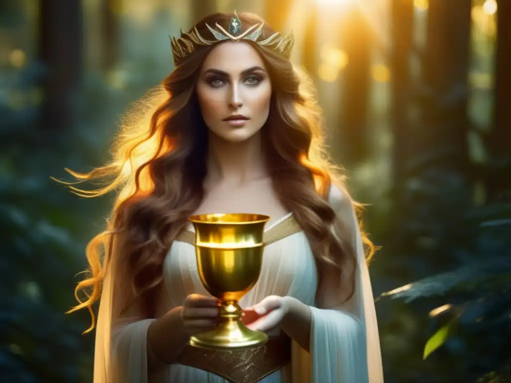 Hechizo de Circe: Transformaciones míticas - Enigmática imagen de Circe, la hechicera de la mitología griega, en un bosque encantado