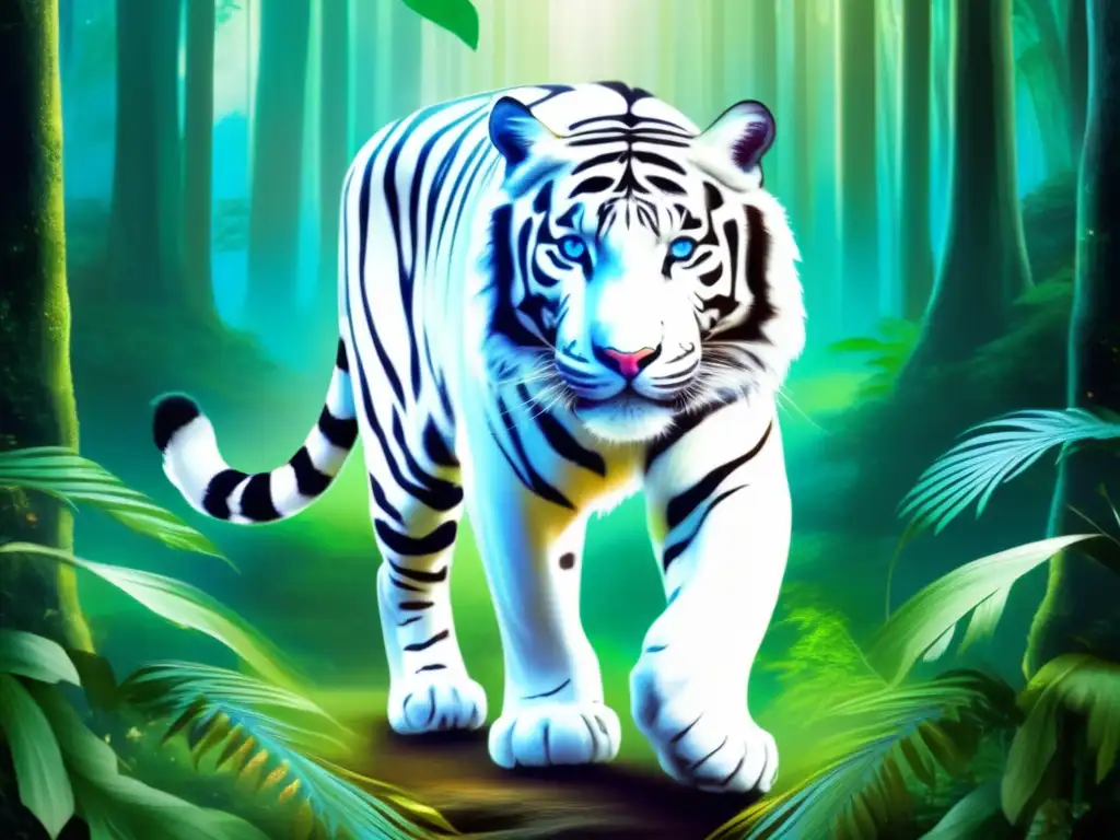 Tigre blanco en bosque divino: Deidades animales mitología asiática