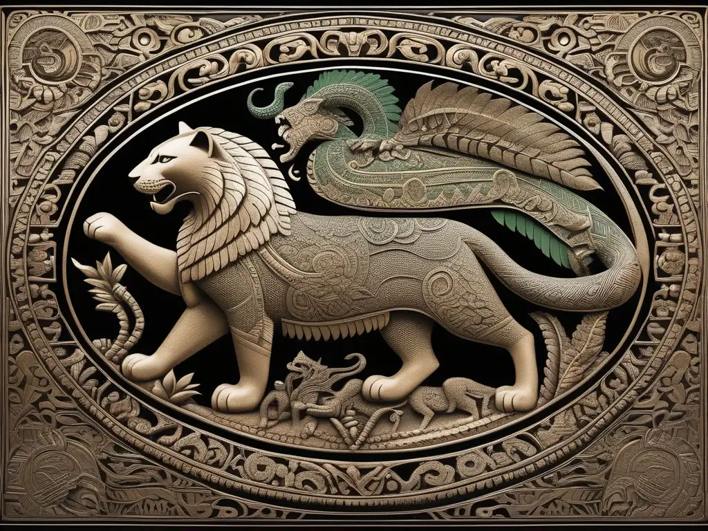 Criatura híbrida jaguar-serpiente en la selva Dioses animales híbridos en la mitología mesoamericana