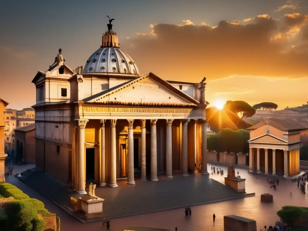 Templo dorado de Sol Invicto en Roma Templo dedicado a Culto al Sol Invicto en Roma, al atardecer