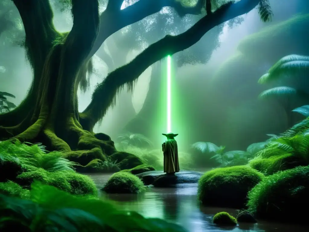 Planeta místico Dagobah: Yoda y la fuerza Influencia de criaturas mitológicas en Star Wars: Dagobah, Yoda y un paisaje místico evocan la magia y el poder de la Fuerza