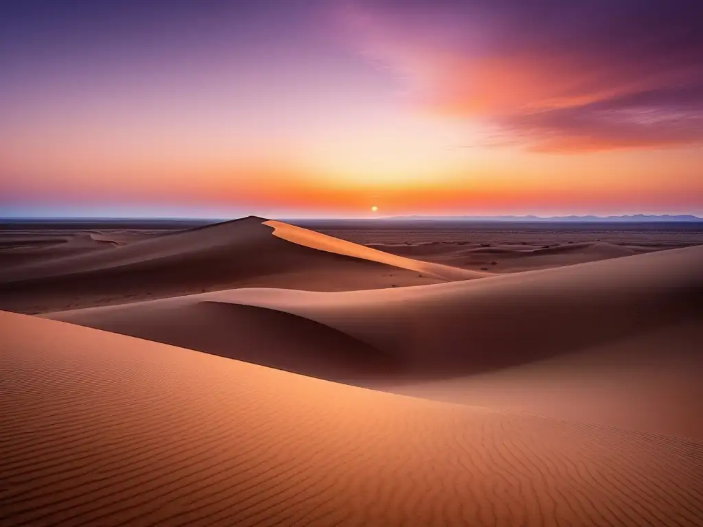 Paisaje de desierto dorado con Tablas de la Ley iluminadas