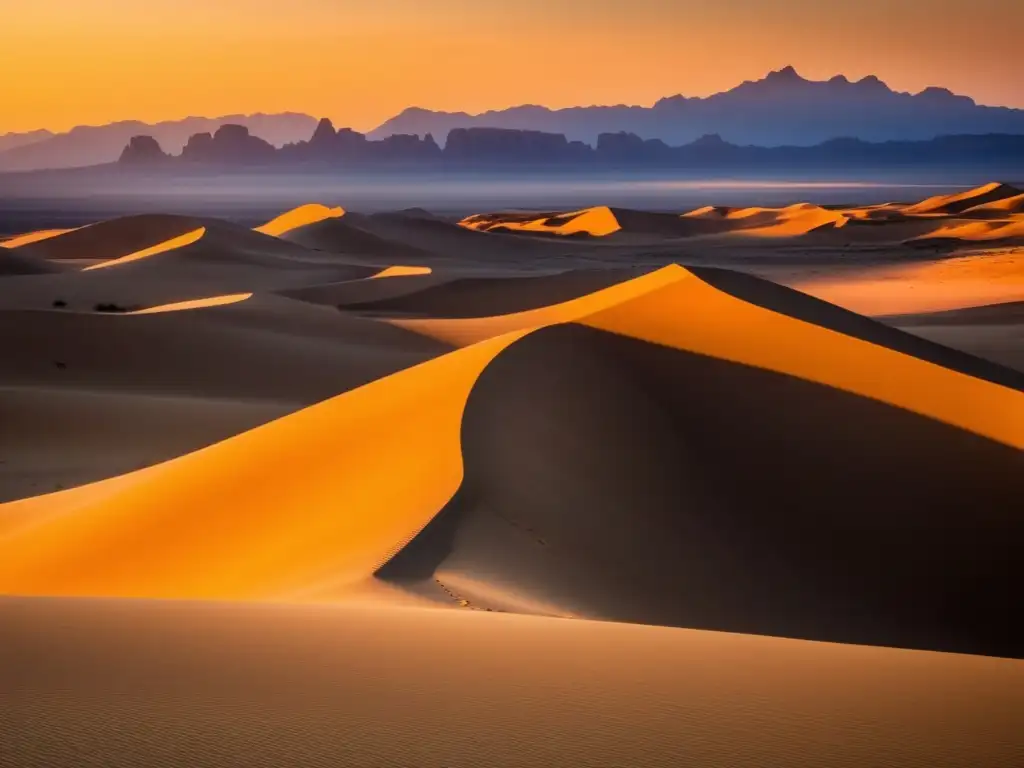 Criaturas mitológicas desérticas africanas en paisaje de atardecer