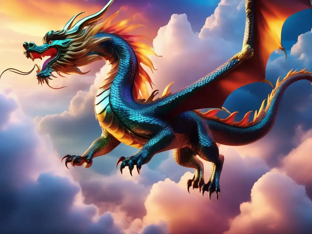 Majestuoso dragón chino en vuelo - Criaturas chinas legendarias en cine marcial