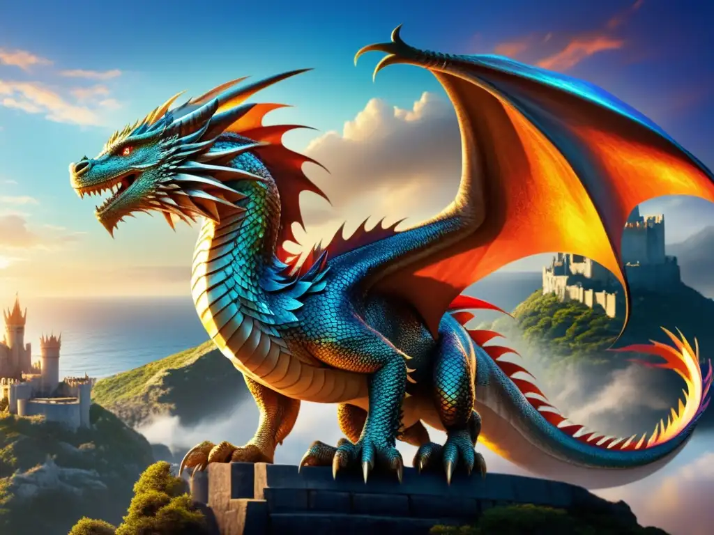 Dragón majestuoso Game of Thrones, criatura mítica temida