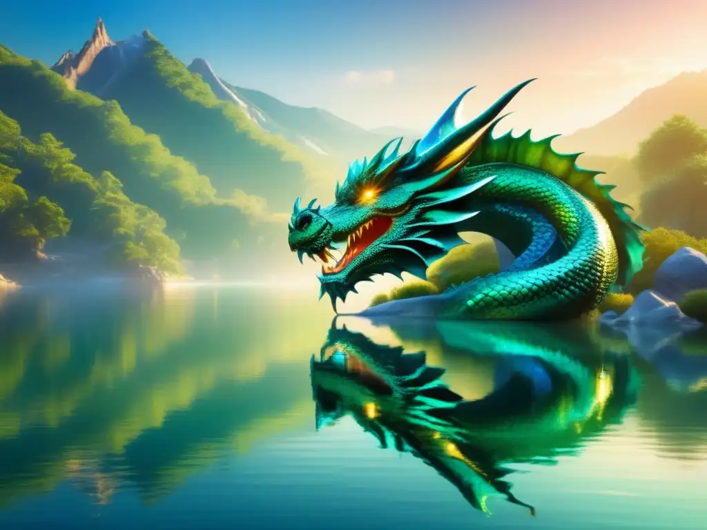 Relación simbiótica entre dragones y la naturaleza oriental