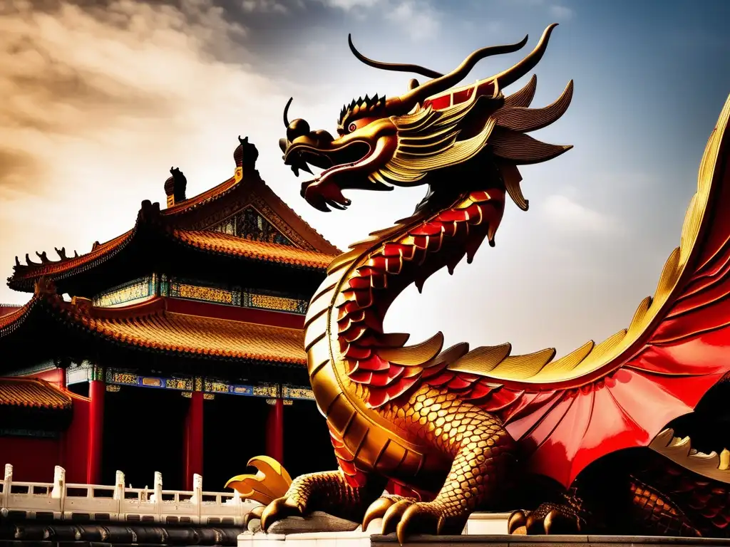 Dragón rojo sobre la Ciudad Prohibida de Beijing