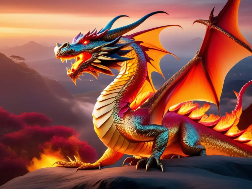 Romance de dragones y princesas: una imagen etérea y soñadora con un majestuoso dragón rojo y la princesa Li Na