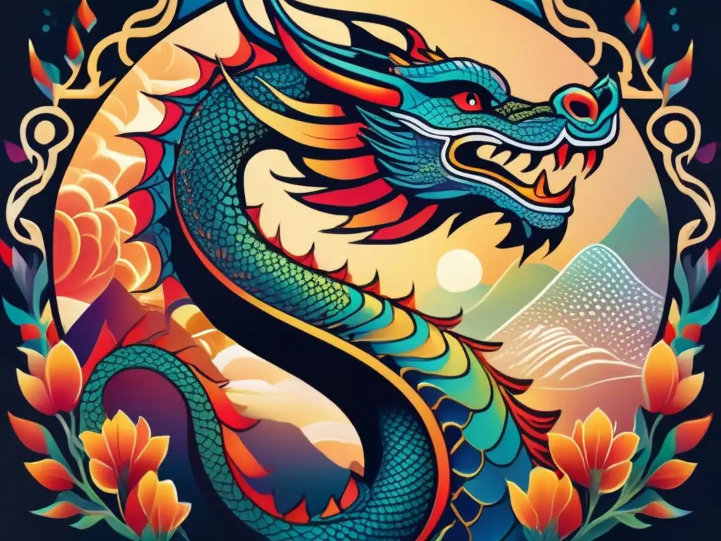 Tatuaje dragón oriental: escena serena y etérea con significado y leyendas de la antigua tradición oriental