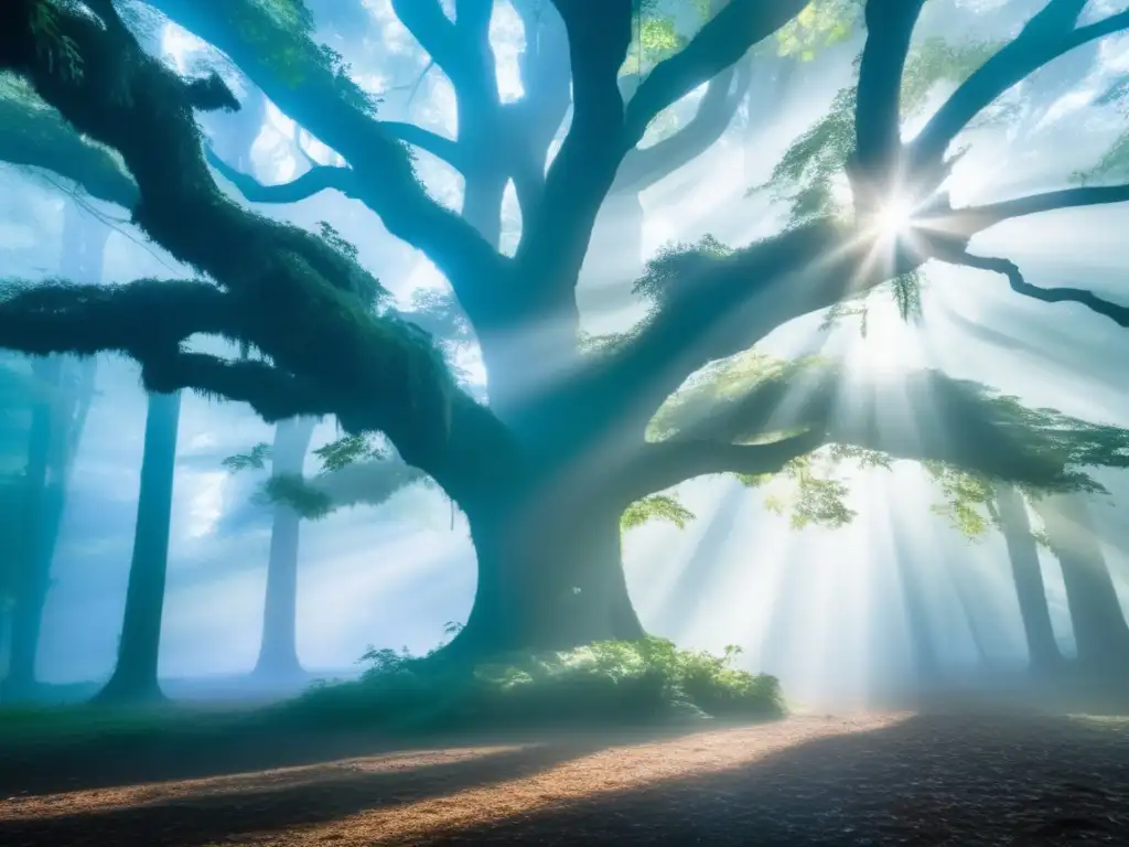 Criatura mitológica en bosque neblinoso con leyendas urbanas modernas