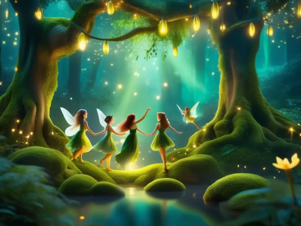 Enchanting forest with dancing fairies - Importancia cultural hadas mitología celta