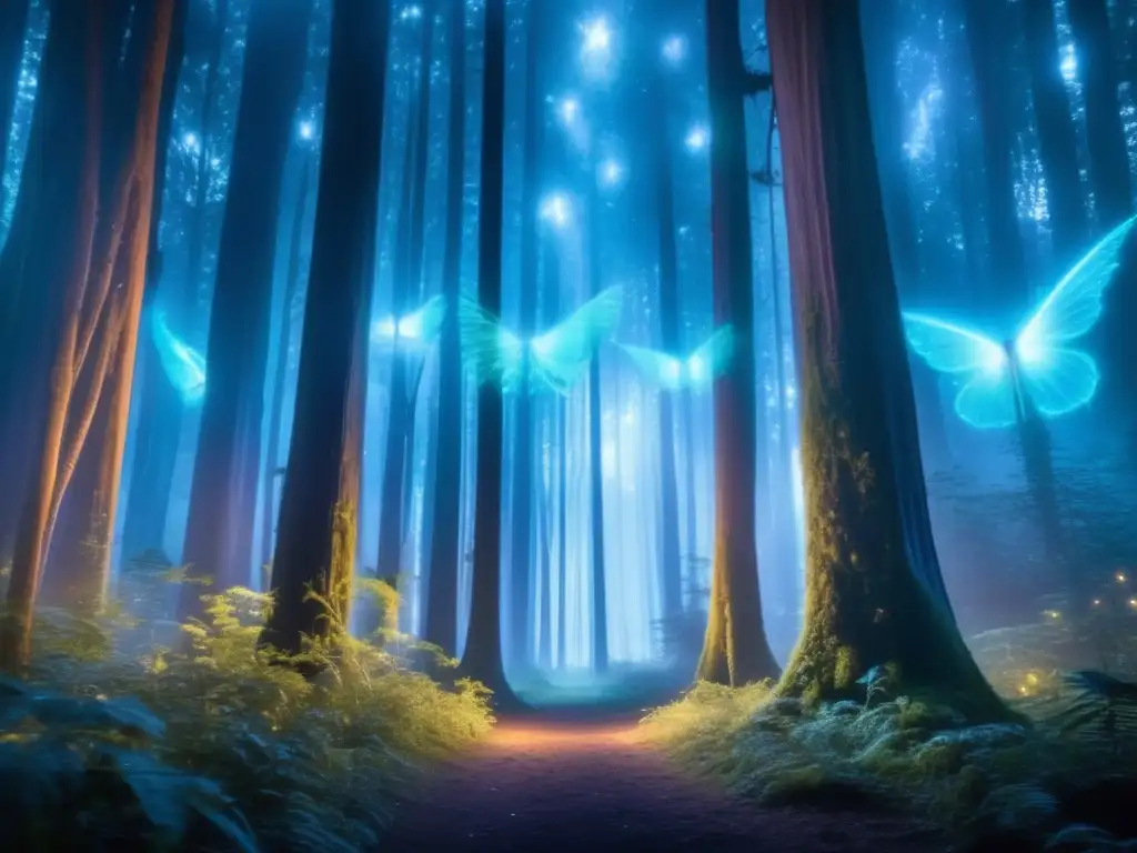 Impacto cultural criaturas mágicas cine animación en bosque místico con seres legendarios y luz dorada