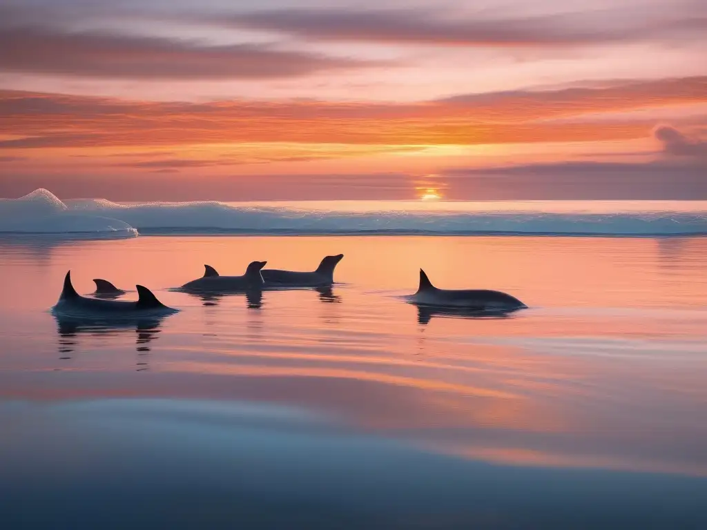 Seres mitológicos marinos cambiaformas en un océano sereno al atardecer