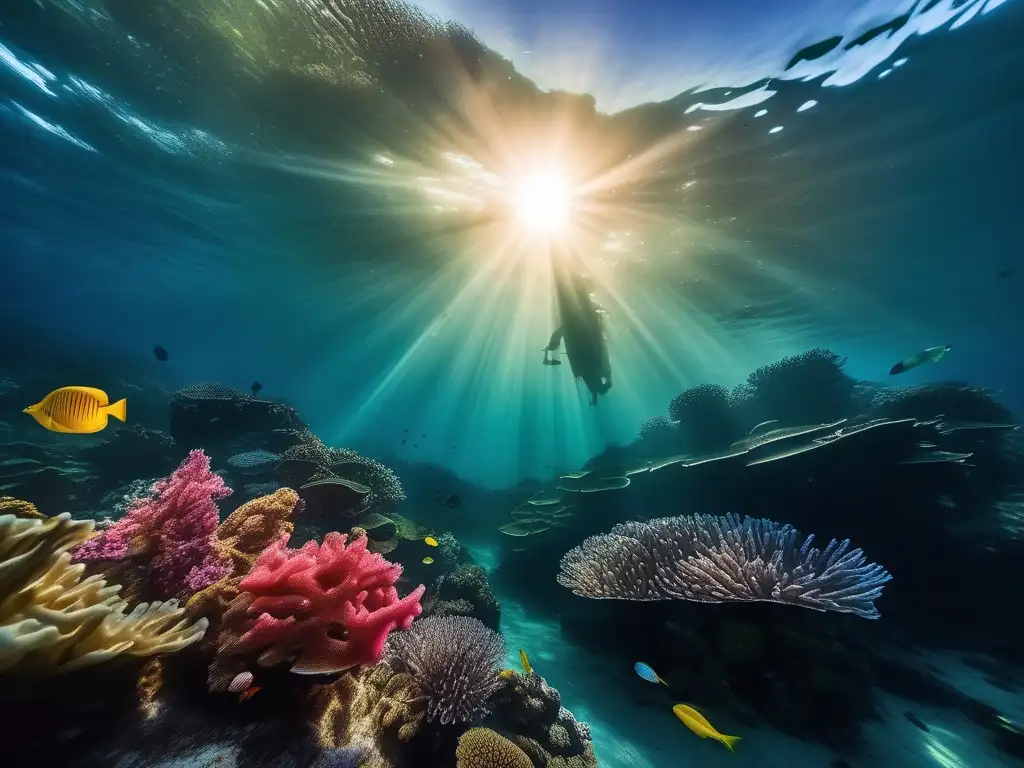 Criaturas acuáticas mitológicas Indonesia en escena submarina impresionante