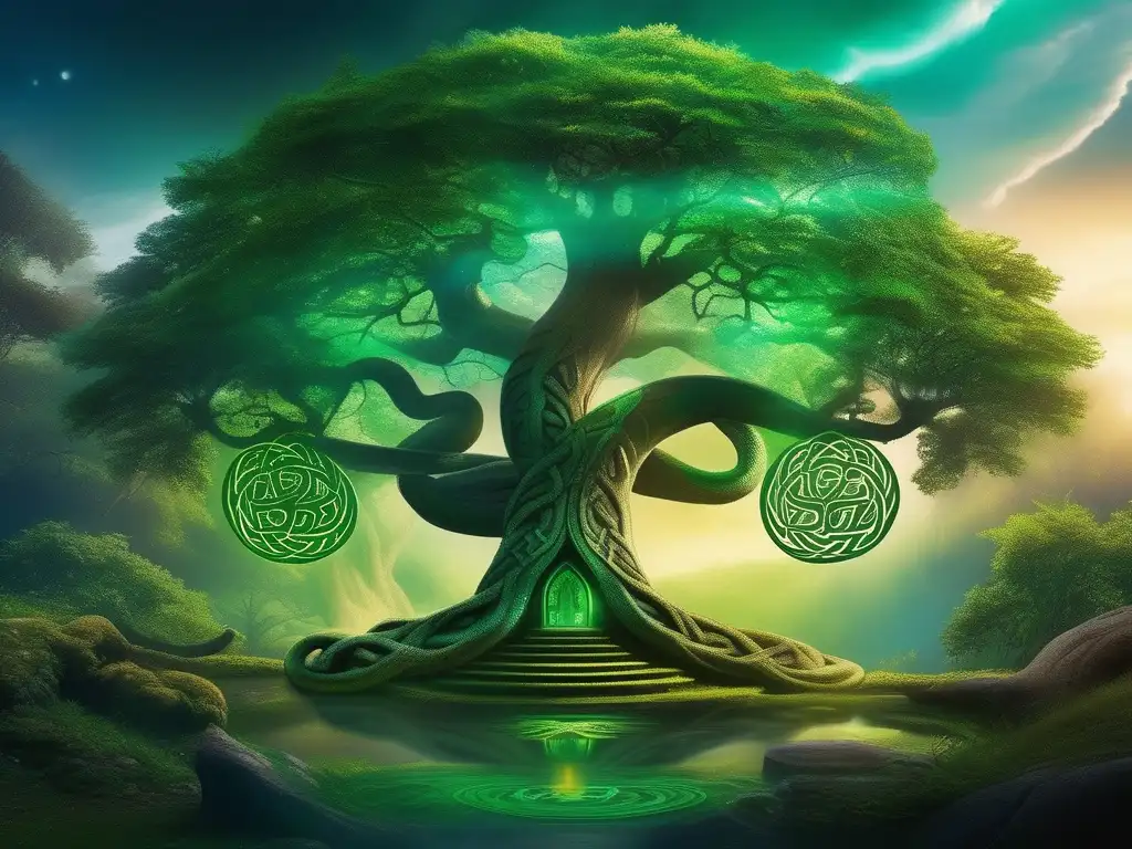 Serpiente celta y árbol místico Serpiente y árbol celta, símbolo de sabiduría y misticismo