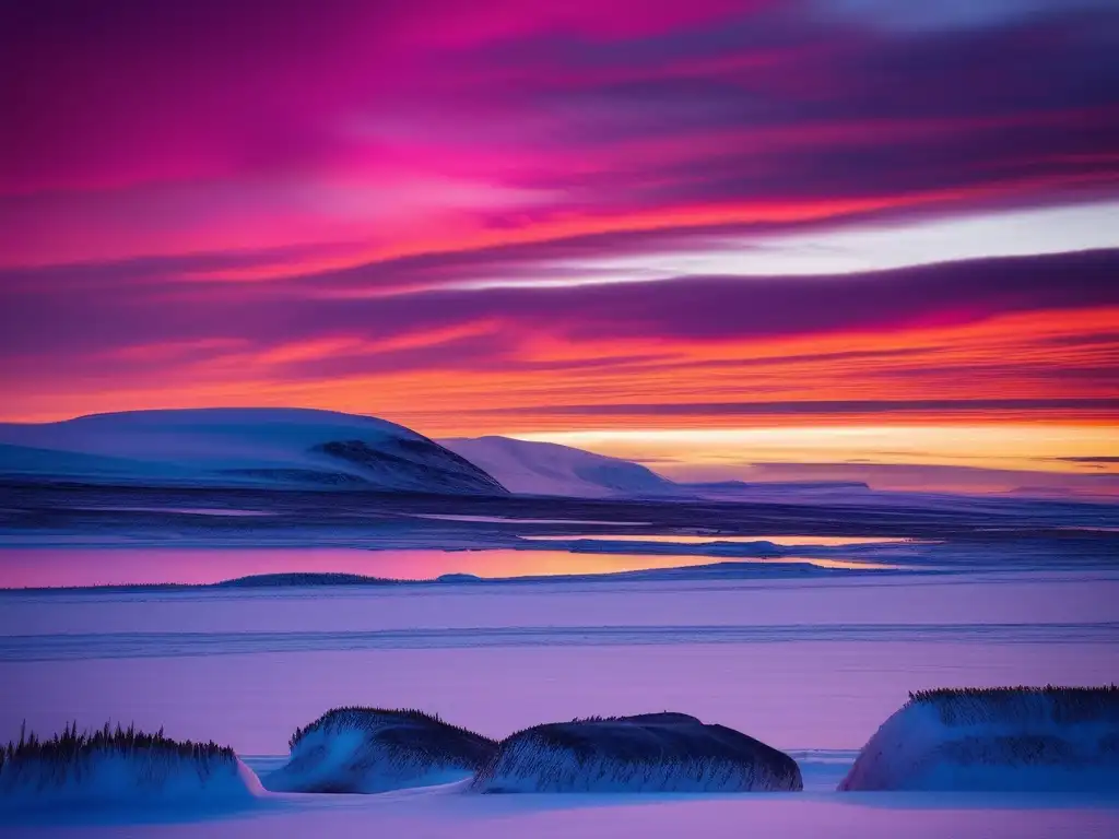 Paisaje místico en la cultura Inuit: Espíritus de la Naturaleza Inuit en el crepúsculo ártico