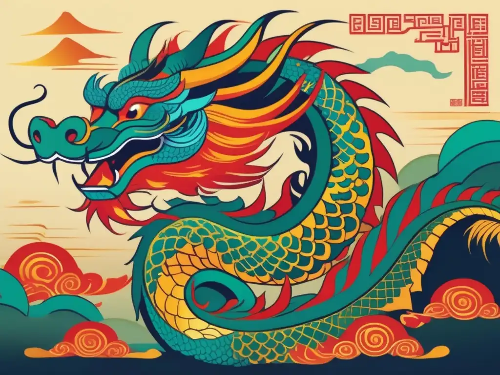 Evolución dragones imaginario oriental con colores vibrantes y detalles intrincados