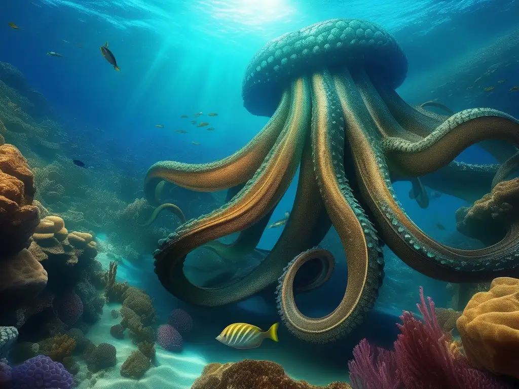 Maravillosa imagen del mar griego con un Kraken gigantesco emergiendo - Origen y mitología del Kraken