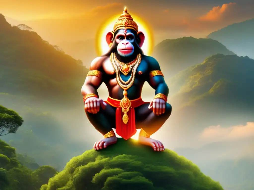 Hanuman, Dios Mono de la Mitología Hindú, en una imagen etérea y cautivadora