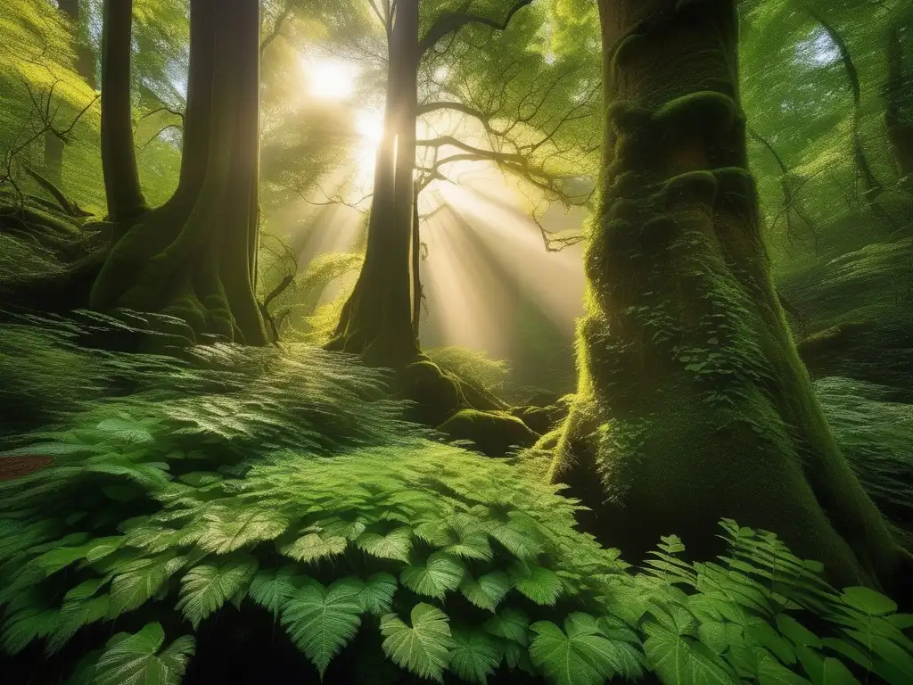 Espíritus de la Selva en la Mitología Americana: Bosque mágico con seres místicos y naturaleza exuberante