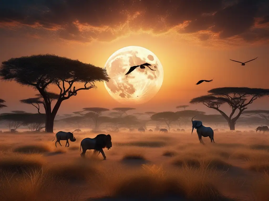 Criaturas voladoras en la misteriosa y encantadora savannah africana