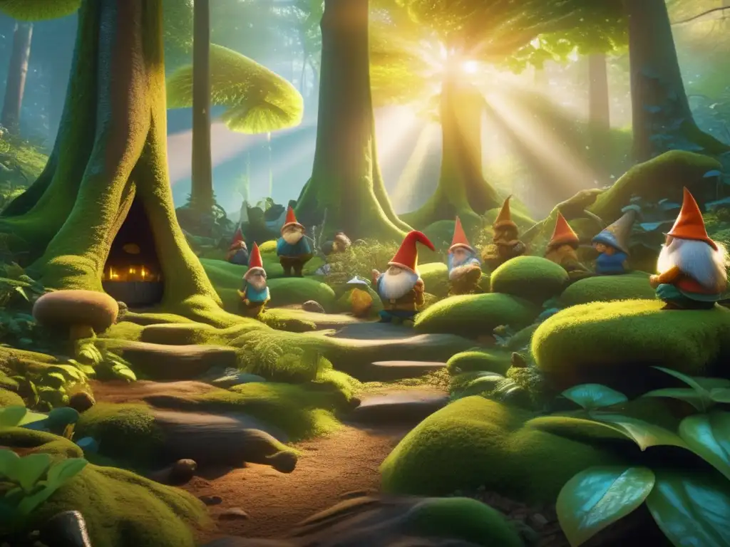 Bosque místico con gnomos encantados Bosque místico: gnomos, naturaleza y tatuajes