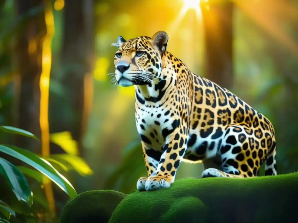 Deidad del jaguar en bosque mesoamericano