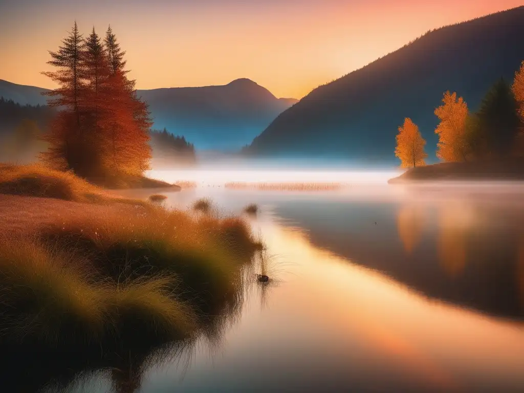 Paisaje etéreo con lago cristalino, Mistico Proteo, cambiaformas