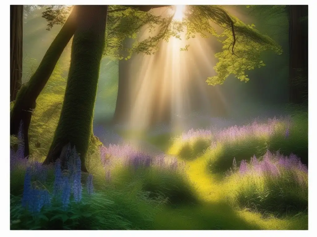 Ninfas divinas danzando en un bosque místico-