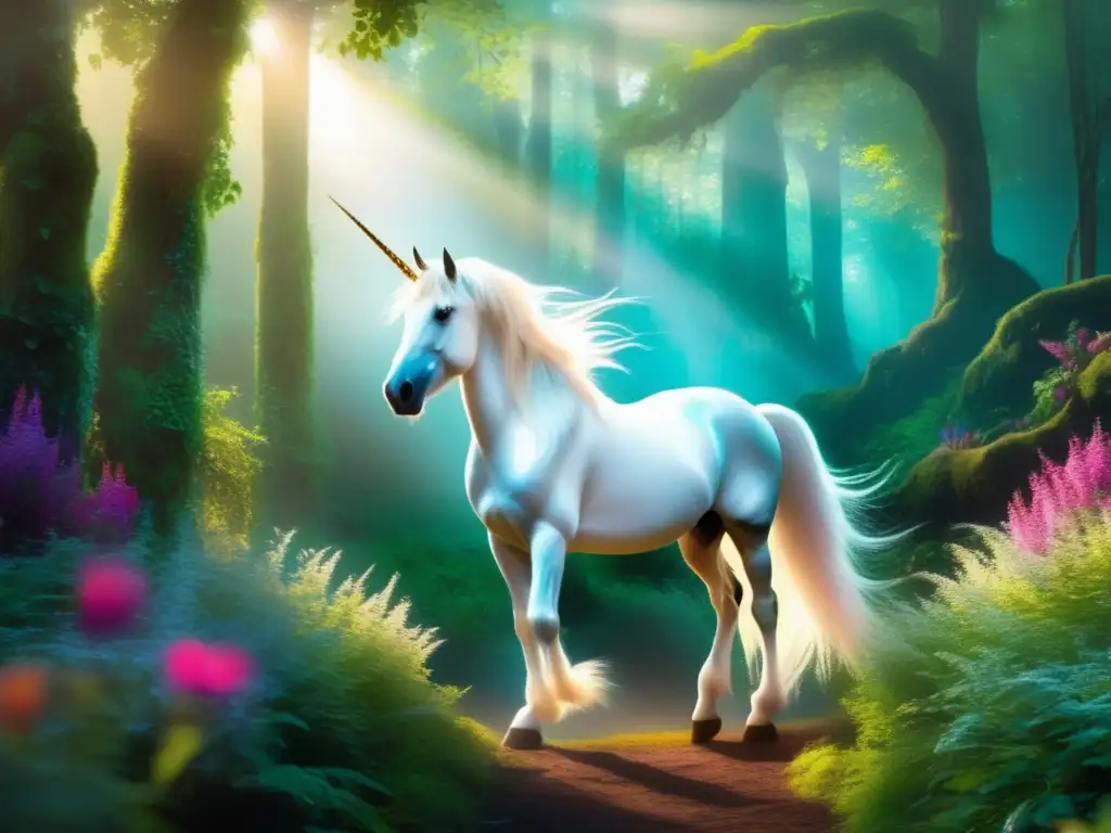 Criaturas míticas en un bosque encantado, unicornio y fénix, mágico y televisión