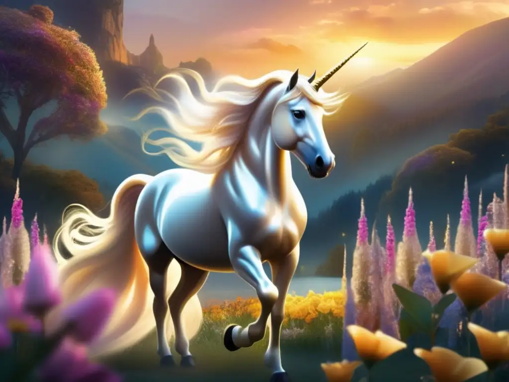 Unicornio majestuoso en un paisaje mítico: Origen y mitos de los unicornios