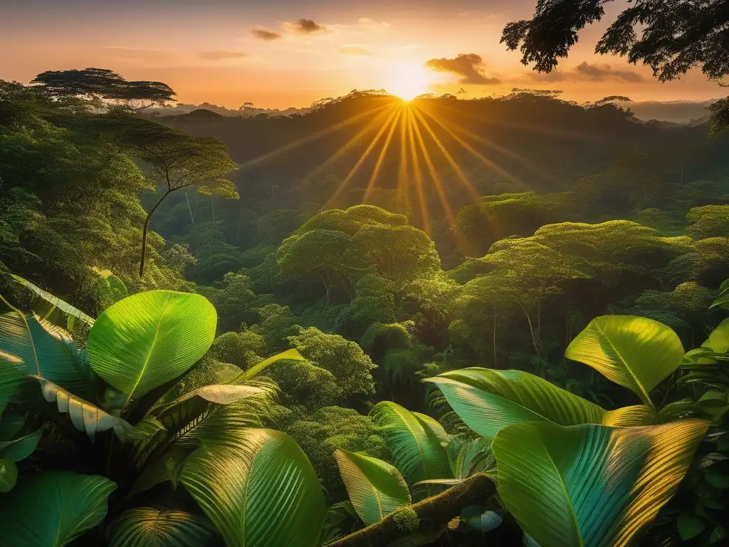 Serpiente mitológica Guaraní enigma en la exuberante selva al atardecer