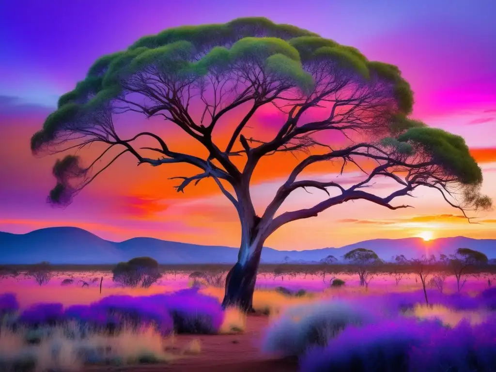 Paisaje mágico del outback australiano al atardecer - Mitología Australiana en Literatura y Cine