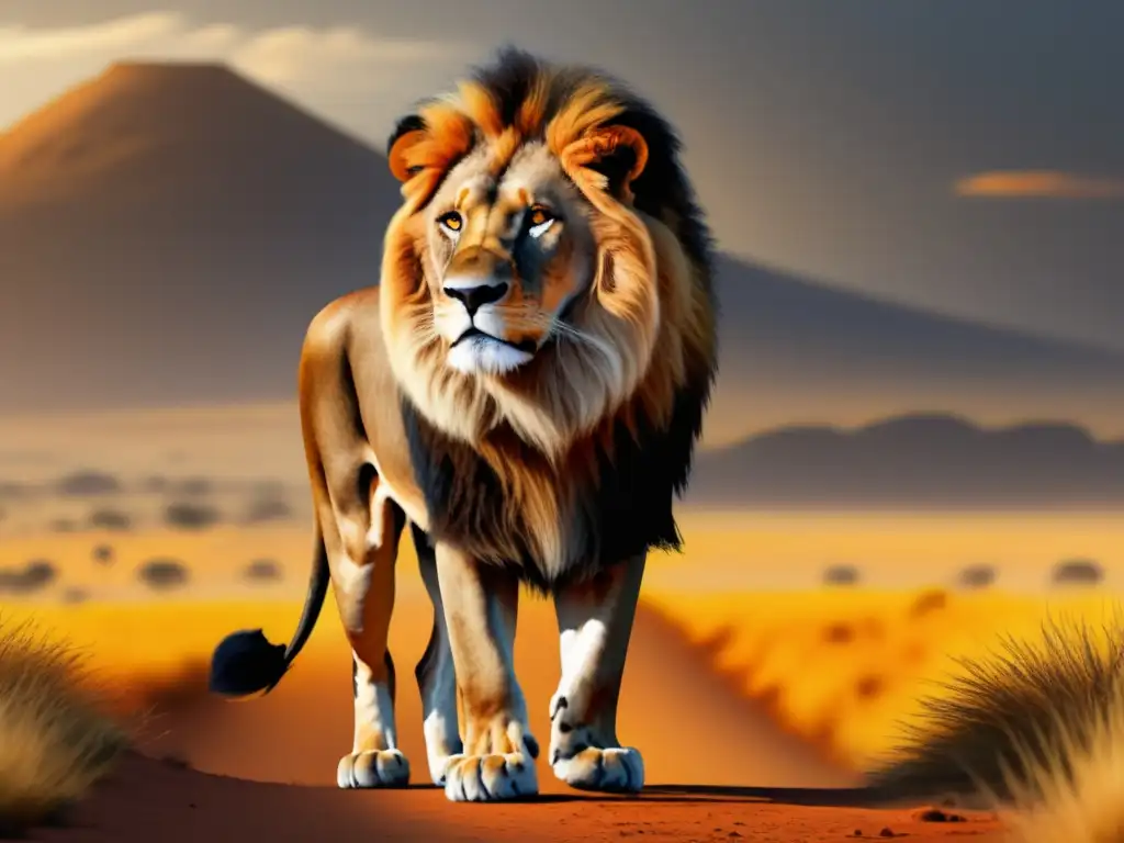 Majestuoso león africano, símbolo de fuerza y poder en 