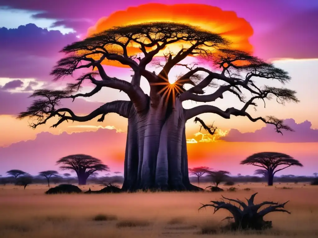 Espíritus de la naturaleza africanos en paisaje místico